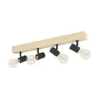 Eglo Ceiling Light Townshend 3 Wood Steel Black | IP20 - Suitable for 4x E27 